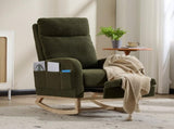 Modern Accent Rocking Chair Rocking Chair with Solid Wood Legs, Upholstered Nursery Glider Rocker, 59526462