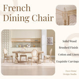 French Country Dining Chairs Set of 2, Upholstered Chairs with Round Back, Wire drawing and carving W3426P324205