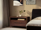 Brown P2 density board solid wood veneer frame 75*40*61CM two drawers with upper compartment 38698742