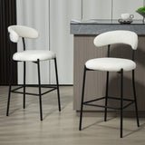 26'' Counter height bar stools Teddy fabric cover kitchen island counter bar stool with black powder W2215P196282