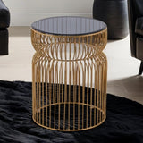 ET901 Modern Contemporary Metal Nested base and Tinted tempered glass top material 21" Height End B009P306193