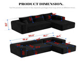 Black Modular Corduroy Sectional Sofa with Chaise Lounge, All-Foam Deep Seat Couch, Soft Wide-Wale 58476253