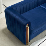 Contemporary Velvet Sofa Couch 84.25''W for Living Room, Blue W57953689