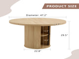 47.2-inch round wooden-style dining table with double-layer storage design and Roman column shape 48313639