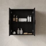 DANI 26" Wall-Mounted Striped Bathroom Cabinet with Doors and Shelf, Metal Handles, Storage Cabinet W2615P279443