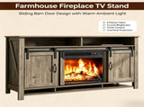 Washed Gray Finish Fireplace TV Stand, 58.07"15.35"29.92", Embossed Particle Board with Melamine 70891810