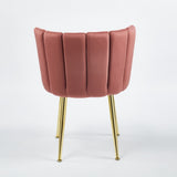 ZUN Modern PINK dining chair with iron tube golden color legs, velvet and comfortable W234P256810