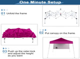 6x6ft Pop Up Canopy Tent, Outdoor Tent Canopy Foldable Portable Canopies for Camping, Patio, Easy Up 18784822
