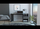 Computer Desk with 1-Drawer and 2-Open Storage Shelves, Smokey Oak B097133109