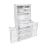 White Buffet Cabinet with Hutch - Modern Farmhouse Kitchen Storage Sideboard with 2 Drawers & Barn 48572324