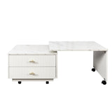 Extendable Coffee Table with Storage, Reversible Living Room Table with 2 Drawers and with 6 Wheels, W331P286652