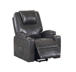 ZUN ACME Evander Recliner w/Power Lift, Gunmetal Leather Aire LV02182