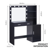 ZUN Vanity Desk with Mirror and Lights, 46.4IN Dressing Table with 2 Large Drawer&Large Vertical 65595019