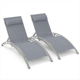 Outdoor Chaise Lounge Set of 2 Patio Recliner Chairs with Adjustable Backrest and Removable Pillow W1859109689