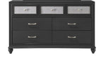 ZUN 1pc Luxury Glam Seven Drawer Dresser with Two-Toned Drawer Black Finish Shimmering Accents B011P234294