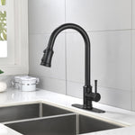 ZUN Single Handle High Arc Pull Out Kitchen Faucet,Single Level Stainless Steel Kitchen Sink Faucets 75411374