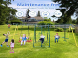 6 in 1 Swing Set With Climbing Frame, Climbing Net, Glider, Hammock Swing, Belt Swing, Basketball W1408P551994