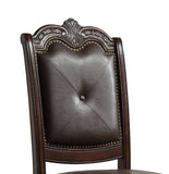 Beautiful Hand Carved Formal Traditional Dining Side Chair with Faux Leather Upholstered Padded Seat B011P145131