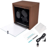 Wooden 3 Automatic Watch Winder, Black Walnut Grain Super Quiet Rotating Box Shaker, 4 Rotation 87862811