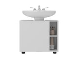 Storage Cabinet 24.4" H, 1 Door, 4 Shelves, 2 Legs, White - Bathroom B097P395910