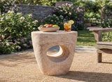 14.5'' Modern Minimalist Magnesia Oxide Side Table with Sculptural Hollow Design Durable and N767P290454T