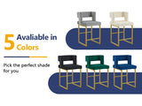 Modern grey velvet bar chair set - stable comfortable. Golden metal legs. Smooth design lines W1512P612601