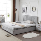 Upholstered Full Platform Storage Bed Frame with 4 Drawers, Adjustable Headboard with Button Tufted 62477493