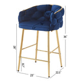 28'' Modern Counter Stools Set of 2,Dark blue Counter Stools with iron Frame,Soft back and N780P199861B