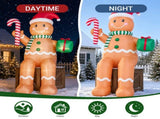 10.2FT Christmas Inflatable Sitting Gingerbread Man with 6 LED Lights, 210D Polyester, Drawstring 47332892