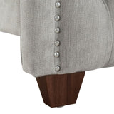 Marcella Upholstered Shelter Headboard Bed Set, King, Silver Grey Polyester B2719P238222