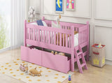 Wood Twin Size Platform Bed with Guardrail and 2 Drawers, Pink N709P242145H