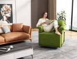 360 Degree Square Swivel Accent Sofa Chair,Fluffy Fabric Lounge Wide Upholstered Reading Chair with W2012P319075