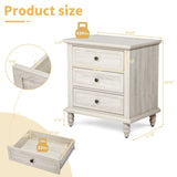 Retro white P2 particle board with 3D paper solid wood legs 63*44.5*68.5CM three drawers bedside 88604508