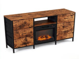 Electric Fireplace TV Stand, Rustic Weathered Wood, 147.323079.4cm, Embossed Melamine MDF, 6 86799417