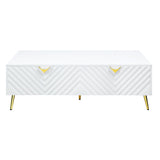 White High Gloss 2-Drawer Coffee Table with Support Leg B062P209083