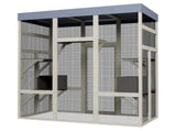 Gray Wooden Catio Outdoor Pet Enclosure with Waterproof Top, Spacious and Secure Cat House & Small W773P362350