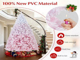 8ft Flocked Christmas Tree - 1774 Branch Tips, Fireproof PVC, 4-Section Assembly, 22" 90241324