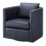 Sutton Midnight Blue Faux Leather Swivel Barrel Chair B050P322588