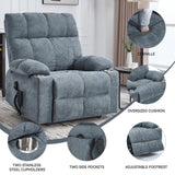 ZUN Grey Blue Dual Motor Infinite Position Up to 350 LBS Chenille Power Lift Recliner Chair, Heavy Duty W1803P250564