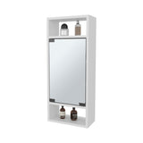 FM FURNITURE Pine Like Medicine Cabinet with Mirrored Door and Open Storage, White B128P301386