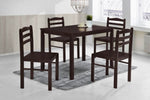 ZUN 5pc Dining Set Brown Finish Dining Table and 4 Chairs, MDF and Solid Wood, Dining Kitchen Set B011P220222