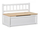 White 2-in-1 Wooden Toy Organizer Chest Storage Box with Seat Bench Safety Pneumatic Rod Chunk Cube 19866579