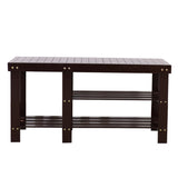 90cm Strip Type Bamboo Stool Shoe Rack with Boots Compartment Coffee 83390243