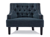 Modern Traditional Accent Chair Button Tufted BlueTextured Fabric Upholstery Solid Wood 1pc Living B011P182653