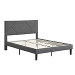 ZUN Queen Size Upholstered Platform Bed Frame ,Wood Slat Support, Easy Assembly,Grey W311110545