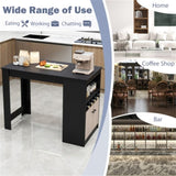 48 inch black kitchen bar table with storage cabinet and wine rack 54512743