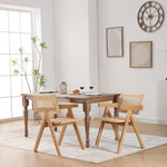 ZUN Hengming Cane solid wood dining chair, hand made cane armchair, suitable for living dining W212106069