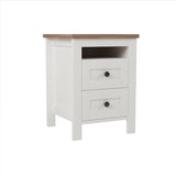 2-Drawer Farmhouse Wooden Nightstand Well-proportioned Design and Sleek Lines, Wood Side Table WF317945AAK