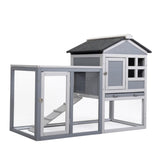 ZUN Indoor Outdoor Rabbit Hutch, Bunny Cage with Run, Pull Out Tray, Guinea Pig House for Small Animals, W2181P152979