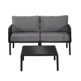 3 Piece Patio Conversation Sets, Modern Outdoor Patio Sectional Furniture Set with Square Coffee N780P199459B